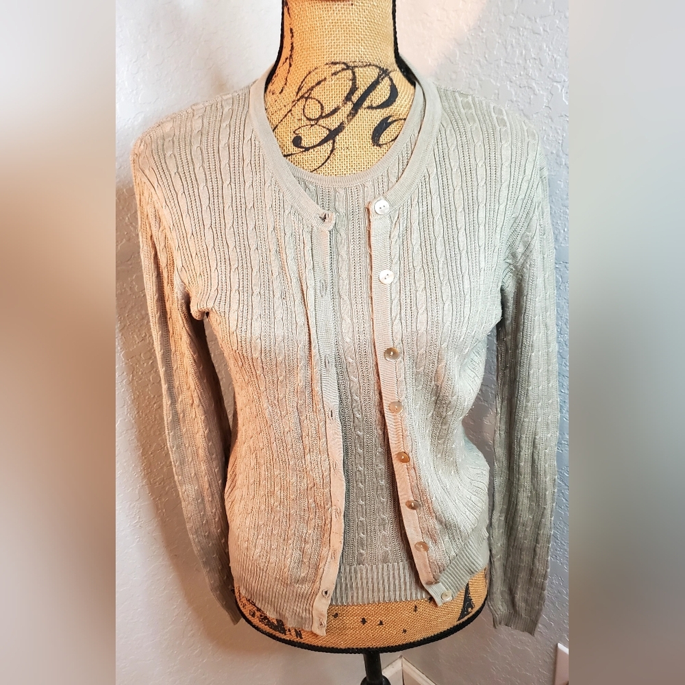 Joseph sage Cable Knit Cardigan With Sleeveless Top